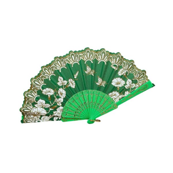 Handheld Fan Vintage Style Prop Office Supplies-Green - Green