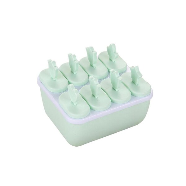 Plastic Popsicle Ice Cream Mold Maker Tray Cube DIY Kitchen Tool with Cover-Green-Green Rectangle