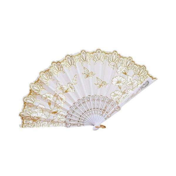 Handheld Fan Vintage Style Prop Office Supplies-White - White