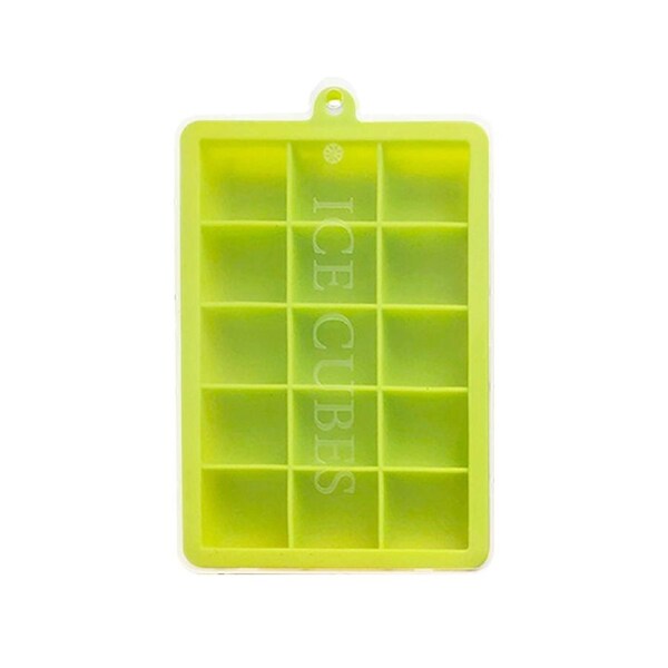 Silicone Ice Tray Mold Reusable Food Grade Undeformed Storage 15-cavity Ice Cubes Accessory Mold for Home-Green