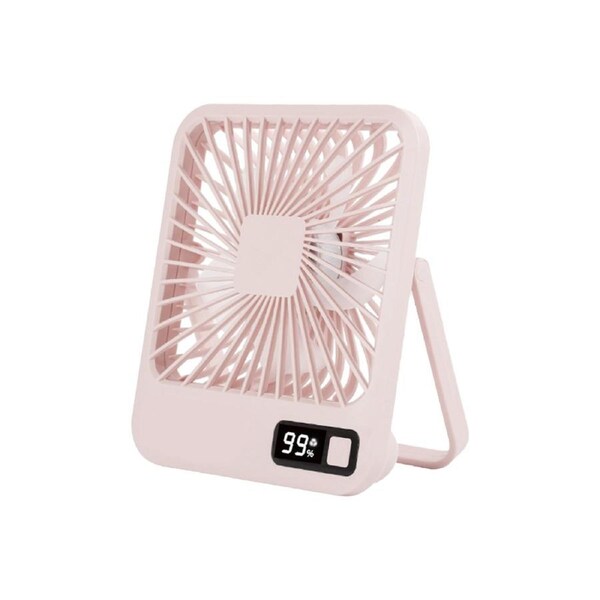 2000mAh 5 Speed USB 180 Degree Foldable Digital Display Desktop Fan - Pink