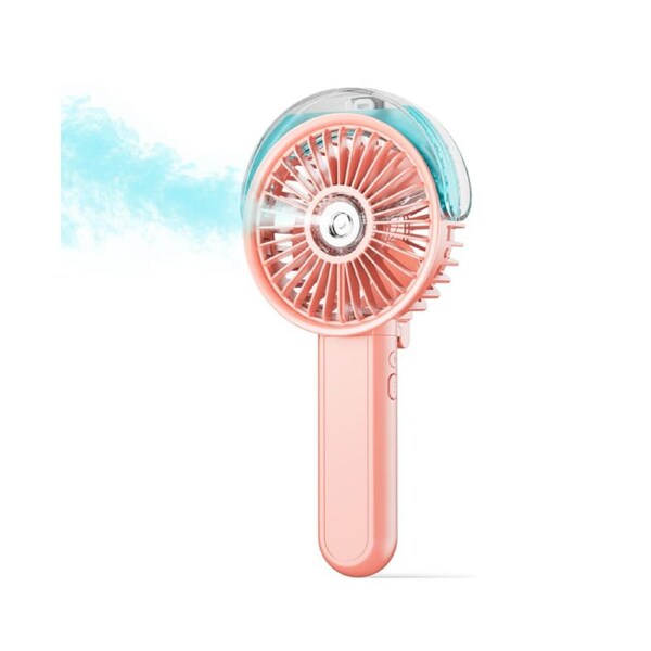 Portable Handheld Misting Fan Rechargeable Folding Fan-Pink