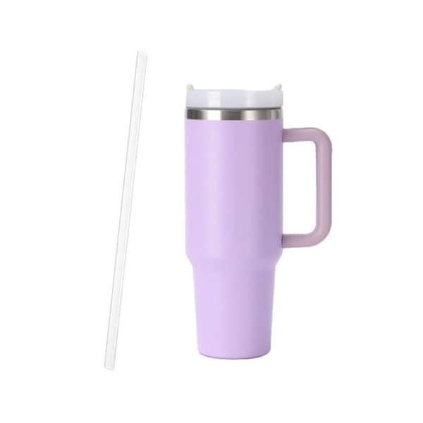 1200ML Stainless Steel Vacuum Insulated Tumbler with Straw and Lid Handle Mug-Purple
