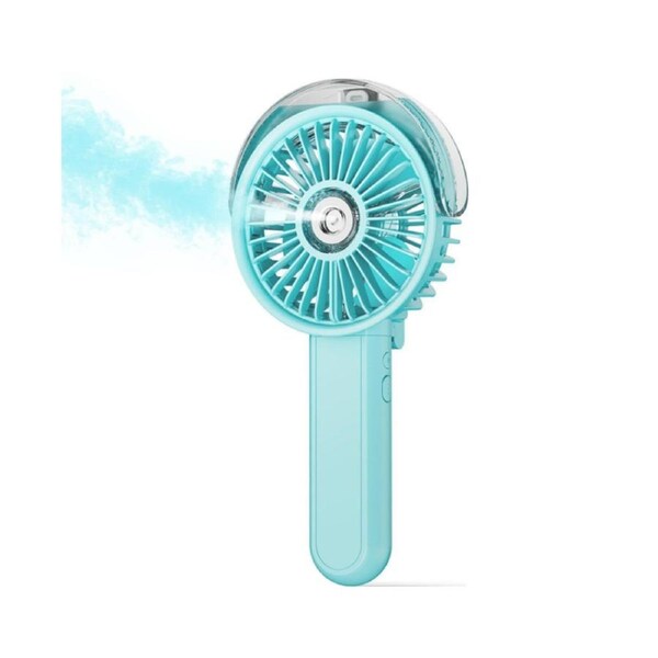 Portable Handheld Misting Fan Rechargeable Folding Fan-Bllue