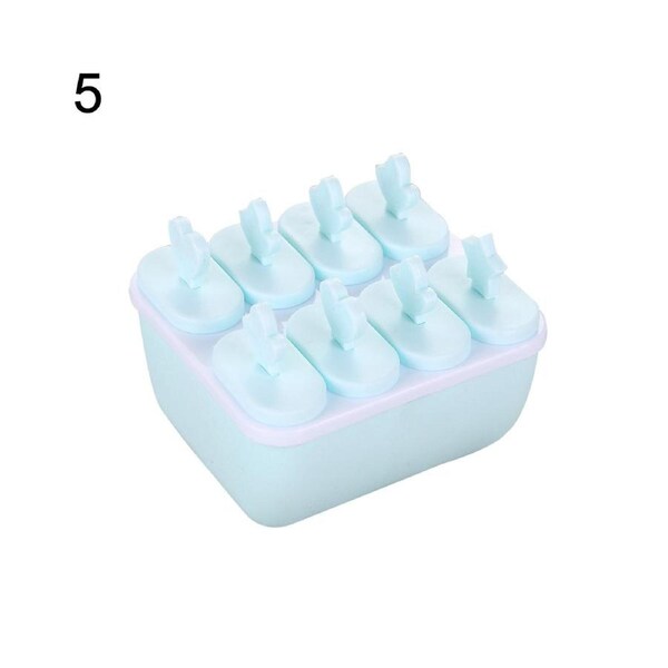 Plastic Popsicle Ice Cream Mold Maker Tray Cube DIY Kitchen Tool with Cover-Blue