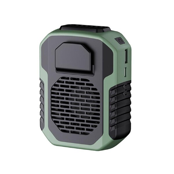 1 Set 6000mAh 3 Speeds USB Rechargeable Waist Fan Hands Free Indicator Light Portable Fan Strong Clip Mini Hanging Neck Fan for Outdoor-Army Green