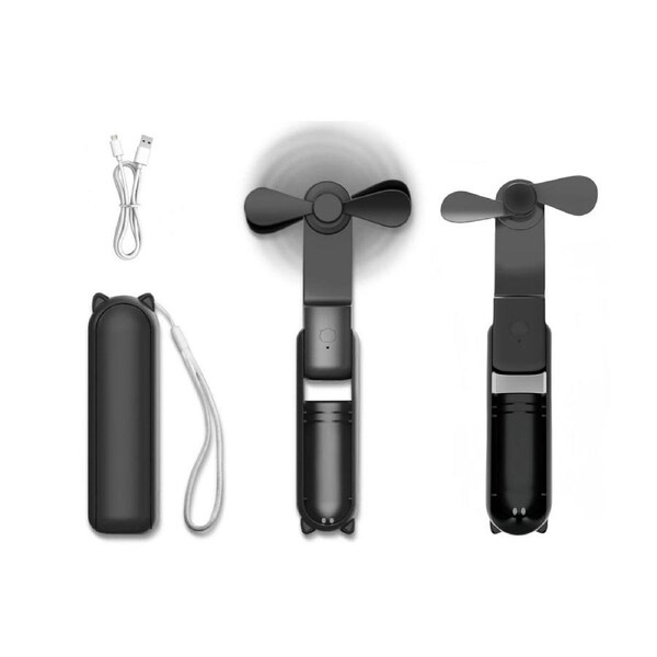 Portable Bladeless Neck Fans Rechargeable Air Conditioner Neck Cooler-Black