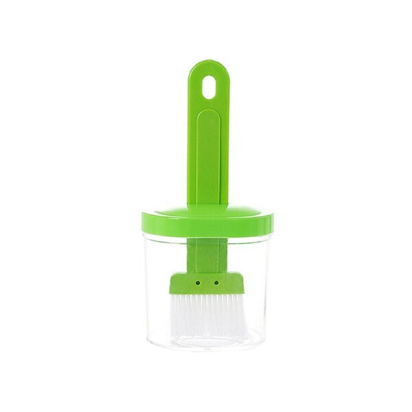 Oil Brush Bottle Flat Head Balanced Applying Transparent Kitchen High Temperature Resistant Oil Brush for Home Use -Green