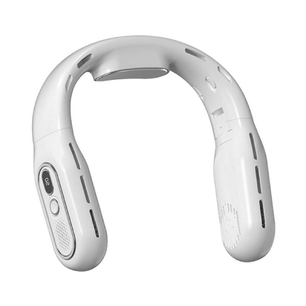 Portable 3000mAh Mini Neck Fan Rechargeable Bladeless Foldable Air Cooling Fan-White