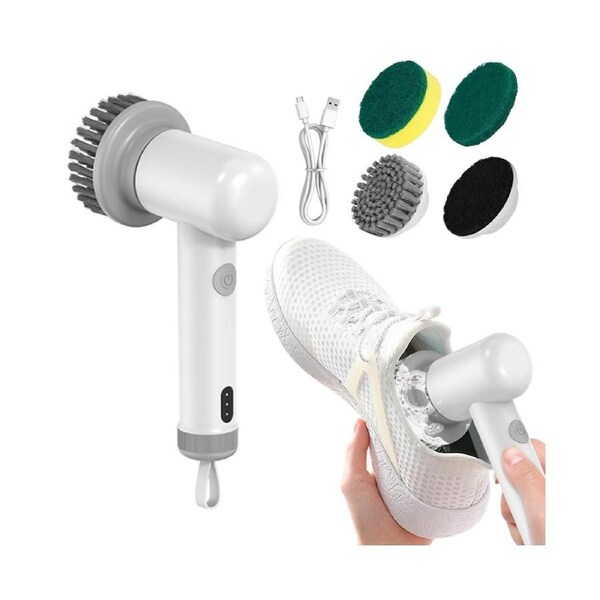 Electric Spin Scrubber with 3 Cleaning Heads Cordless Rechargeable Cleaning Brush