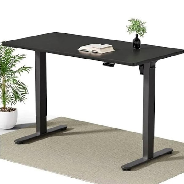 Black Height Adjustable Sit Stand Table Office Electric Desk