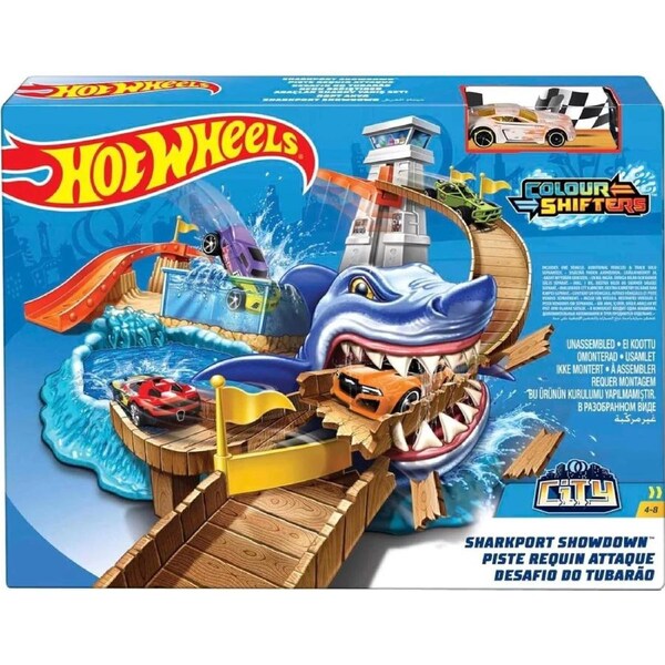 Hot Wheels Color Shifters Sharkport Showdown Ages 4+ New Toy Water Race Track