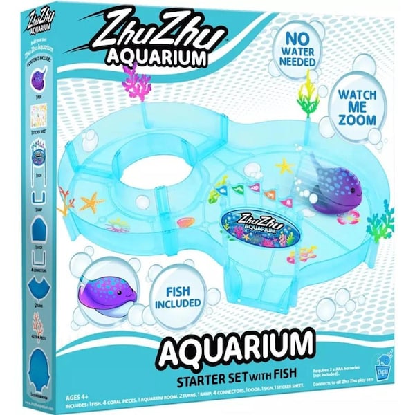 Zhu Zhu Aquarium Starter Set With Fish No Water No Mess Like Real Pet With Wheel
