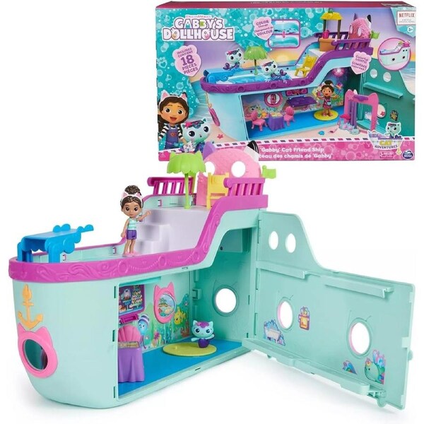 Gabby’s Dollhouse Gabby Cat Friend Ship Cruise Ship with 2 Figures Ages 3+ Toy