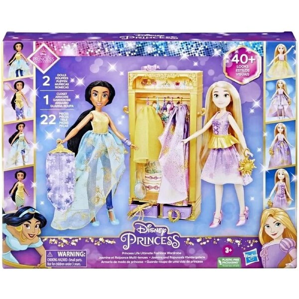 Disney Princess Life Ultimate Fashions Wardrobe Jasmine Rapunzel Fashion Dolls