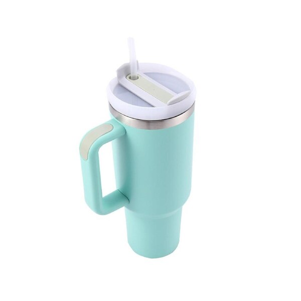 1200ML Stainless Steel Vacuum Insulated Tumbler with Straw and Lid Handle Mug-Light Blue