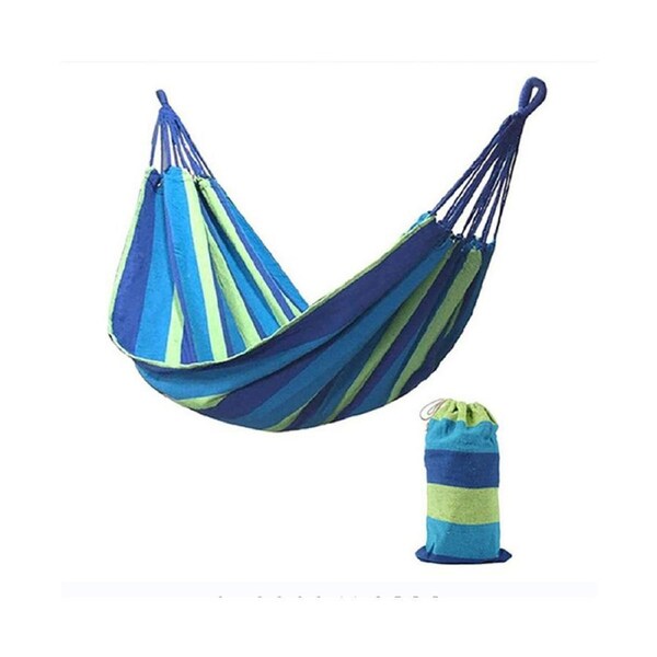 Portable Hanging Hammock Outdoor Camping Garden Rope Chair - Blue 185X80cm