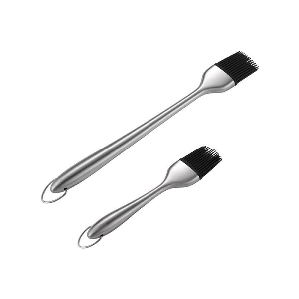Basting Brush - BBQ Pastry and Oil Stainless Steel Brushes,Silicone Brush Heads,for Kitchen Cooking & Marinating(2PCS)