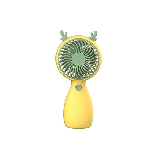 Handheld Portable Fan Long Endurance Plastic Large Air Volume USB Rechargeable Fan for Home-Yellow