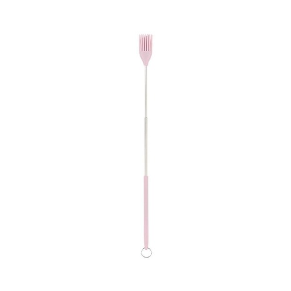 Oil Brush Easy to Dip Non-fluffy Adjustable Silicone Baking Tool BBQ Cooking Pastry Brush for Cooking-Pink
