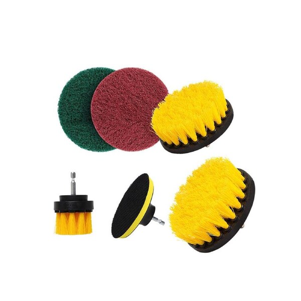 6Pcs Set Cleaning Brushes Combo Tool Kit for Power Scrubber - Yellow