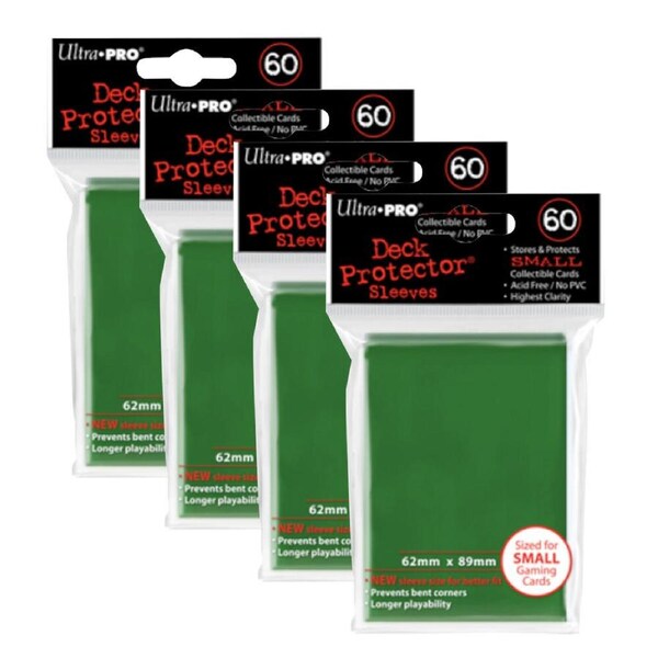 4x 60pc Ultra Pro Mini Deck Gaming Card Sleeve Acid Free Protector 62x89mm Green
