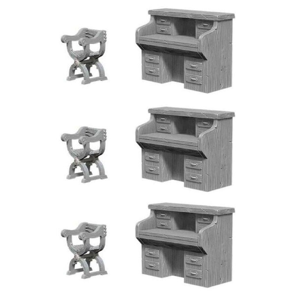 Wizkids Deep Cuts Unpainted Miniatures Desk & Chair Figure Collectable