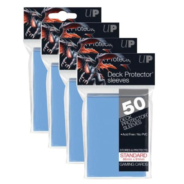 4x 50pc Ultra Pro Card Deck Sleeve Acid Free Protector Stoage 66x91mm Light Blue