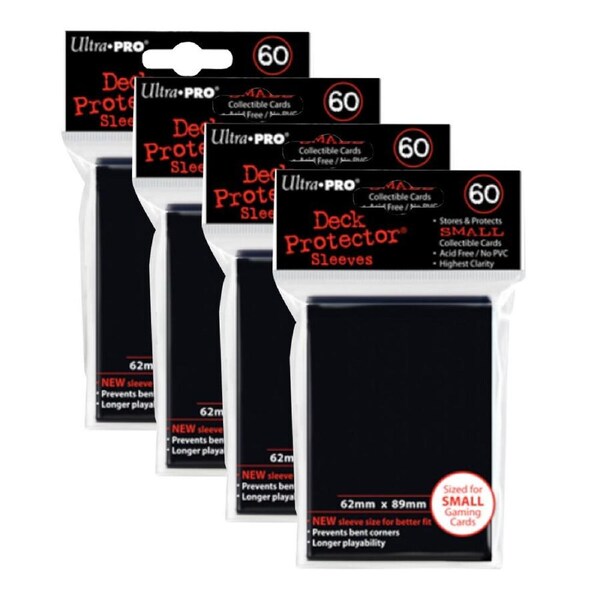 4x 60pc Ultra Pro Mini Deck Gaming Card Sleeve Acid Free Protector 62x89mm Black