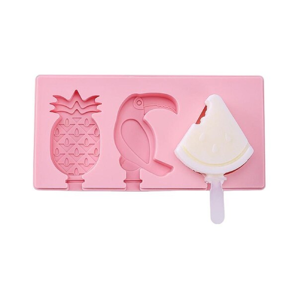 1 Set Ice Cream Maker Food Grade Heat Resistant Reusable 3-Cavity Type Ice Cream Mold Kitchen Tools-D