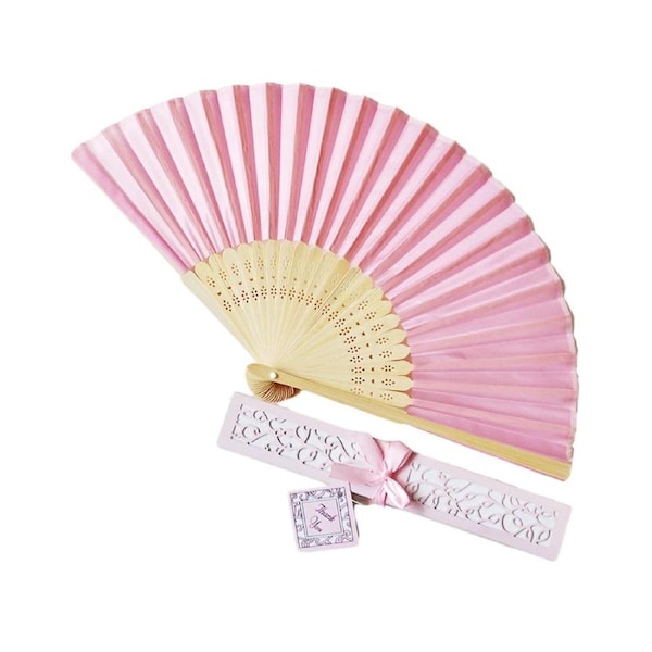 1 Set Folding Fan with Hand Held Fan Party Supplies-Pink - Pink