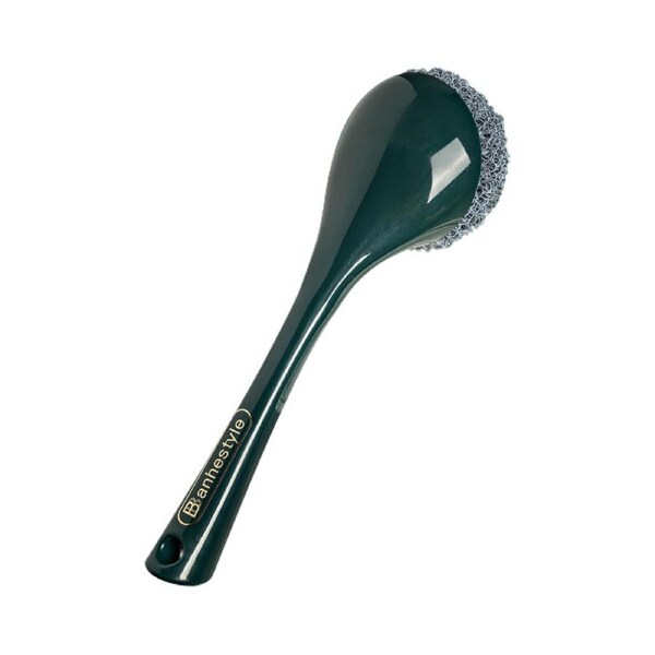 Stove Washing Brush Long Handle Replaceable Head Steel Wire Reusable Kitchen Scrub Brush for Bar-Green