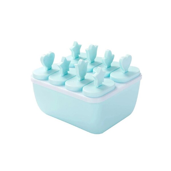 6/8 Cells DIY Ice Cream Mold Square PP Square Round Ice Cube Mould for Home-Blue