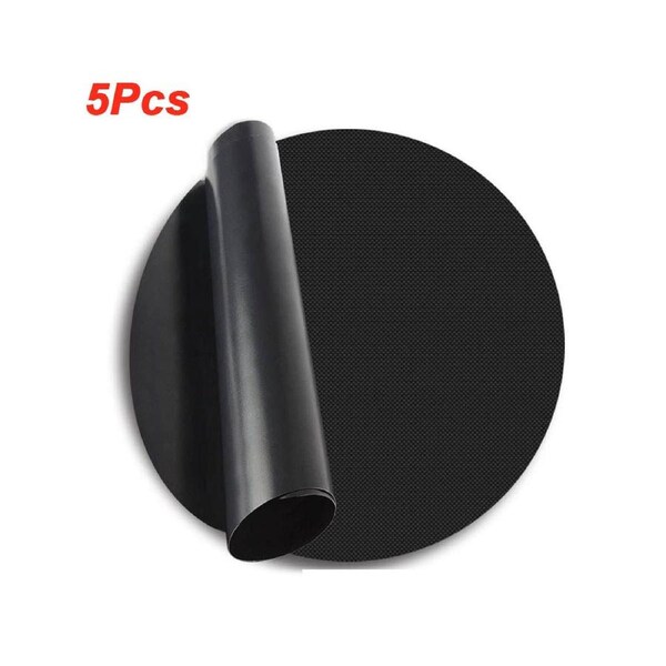5 PCS 24cm Grilling Mat Reusable Non Stick Round Barbecue Grill Matte