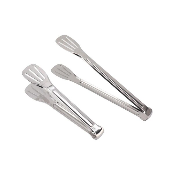 9 Inch and 11 Inch Stainless Steel Food Tongs Set Kitchen Tongs Set Three Line Bread Tongs Set for Buffet BBQ Party