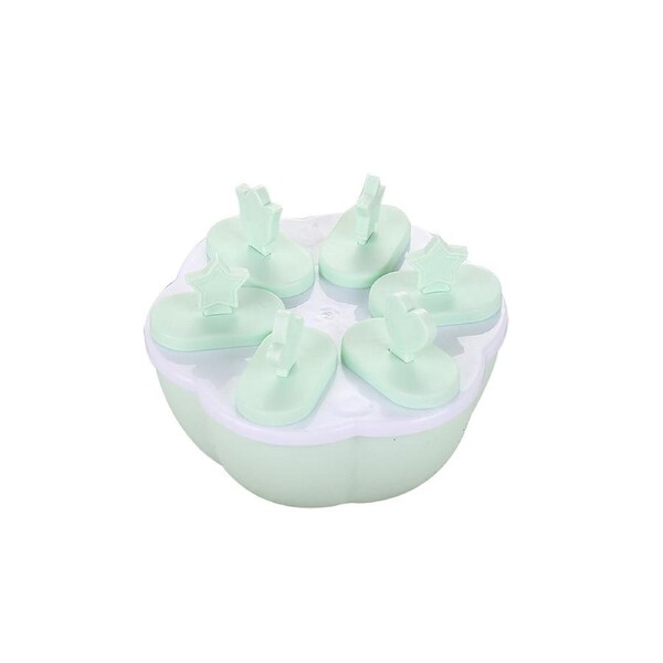 Plastic Popsicle Ice Cream Mold Maker Tray Cube DIY Kitchen Tool with Cover-Green-Green Round