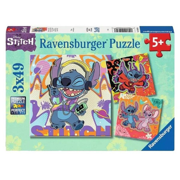 Ravensburger Disney Stitch Play the Day Away 3 x 49 Piece Jigsaw Puzzle