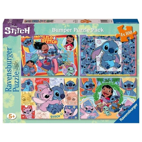 Ravensburger Disney Stitch Bumper Puzzle Pack 4 x 100 Piece Jigsaw Puzzle