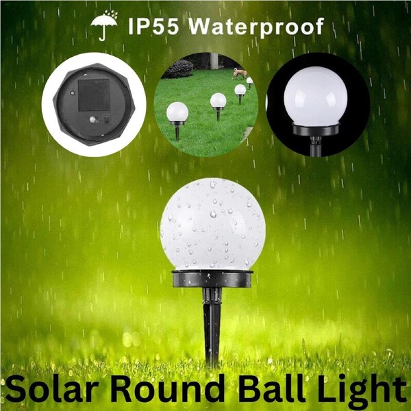Solar LED Round Ball Light Garden Path Lawn Lamp Waterproof Outdoor