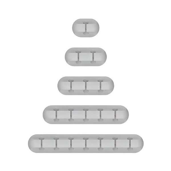 Data Cable Organiser 5-Pack Self Adhesive Cable Clips Cable Horder with Strong Hold-Desk Cable Management for SB Cable/Power Cord/Wire Grey