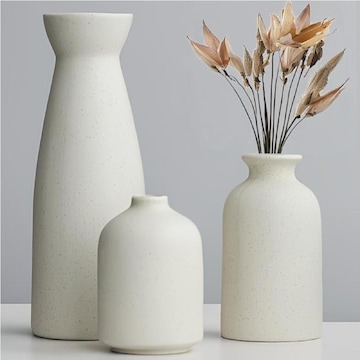 Ceramic Vase Set of 3, Modern Bohemian Farmhouse Home Decor, Flowers Vases for Living Room, Office, Entryway