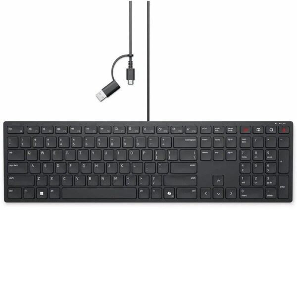 Dell Wired Collaboration USB A/C Keyboard KB525C Black