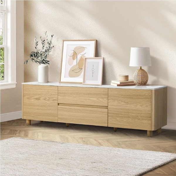 Oikiture TV Cabinet Entertainment Unit Stand Storage Drawer 160cm