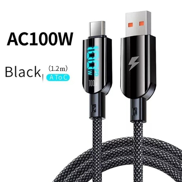 USB to Type C Fast Charge Cable LED Display USB C to C Charging Date Transfer iPhone