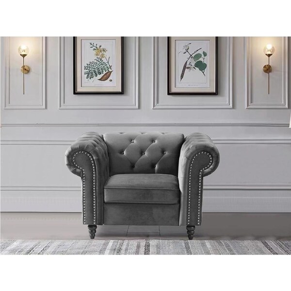 Chesterfield Armchair-Grey Color