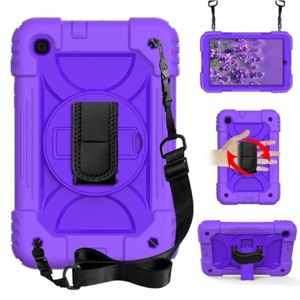 Catzon Rainbow iPad Case Kickstand/Hand+Neck Strap+Pencil Holder For iPad 7 10.2 2019-PurplePurple