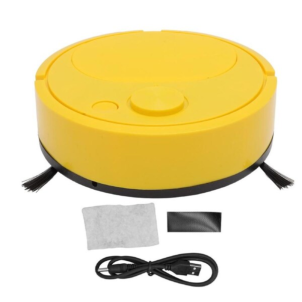 Robot Vacuum Cleaner Multifunctional Usb Charging Mini Smart Sweeping Robot For Wooden Flooring Tile Carpet Yellow