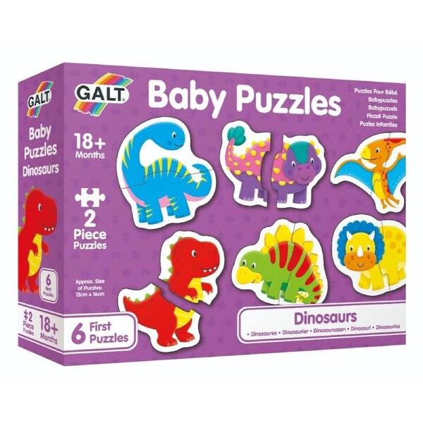 Galt Baby Puzzles Dinosaurs 6 x 2 Piece Jigsaw Puzzles