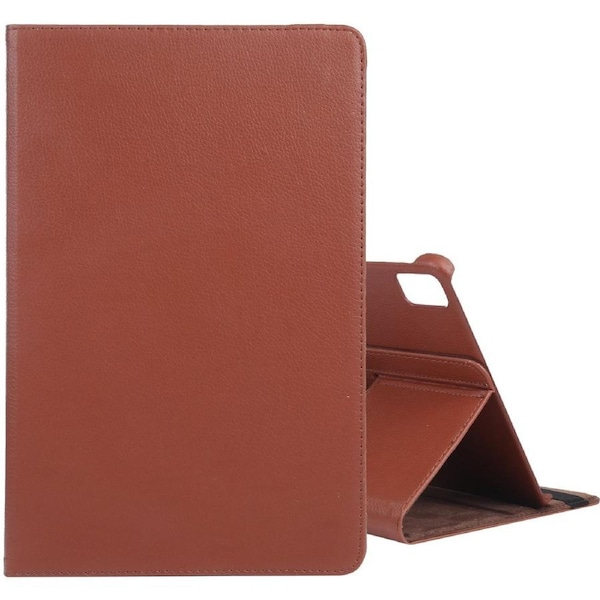 For iPad Air 13-inch (M3) Case, Rotatable PU Leather Lychee Cover, Stand, Brown