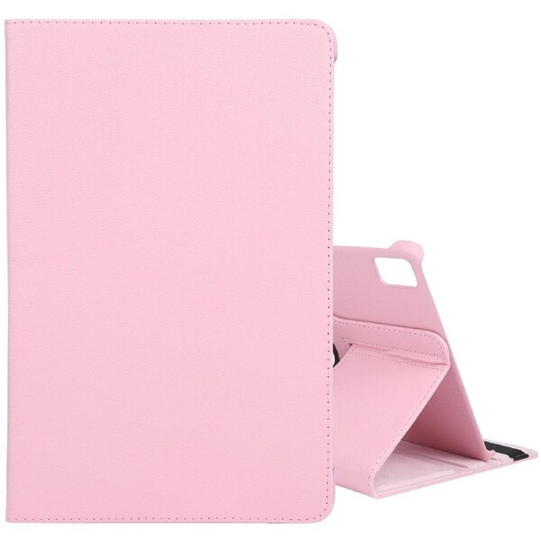 For iPad Air 13-inch (M3) Case, Rotatable PU Leather Lychee Cover, Stand, Pink